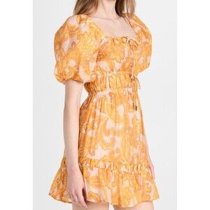 MinkPink Women's Blaise Mini Dress Citrus Paisley Floral Babydoll Coquette Small